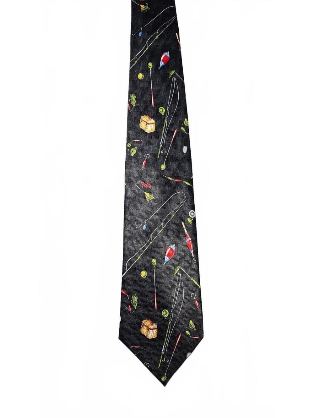 Crescent Bay Fishing Necktie Black Rod Lure Novelty Tie
